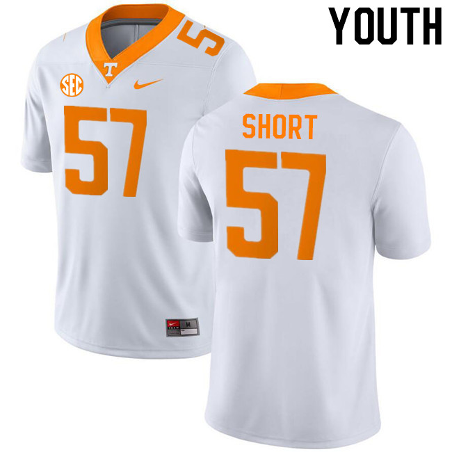 Youth #57 Grier Short Tennessee Volunteers College Football Jerseys Stitched-White